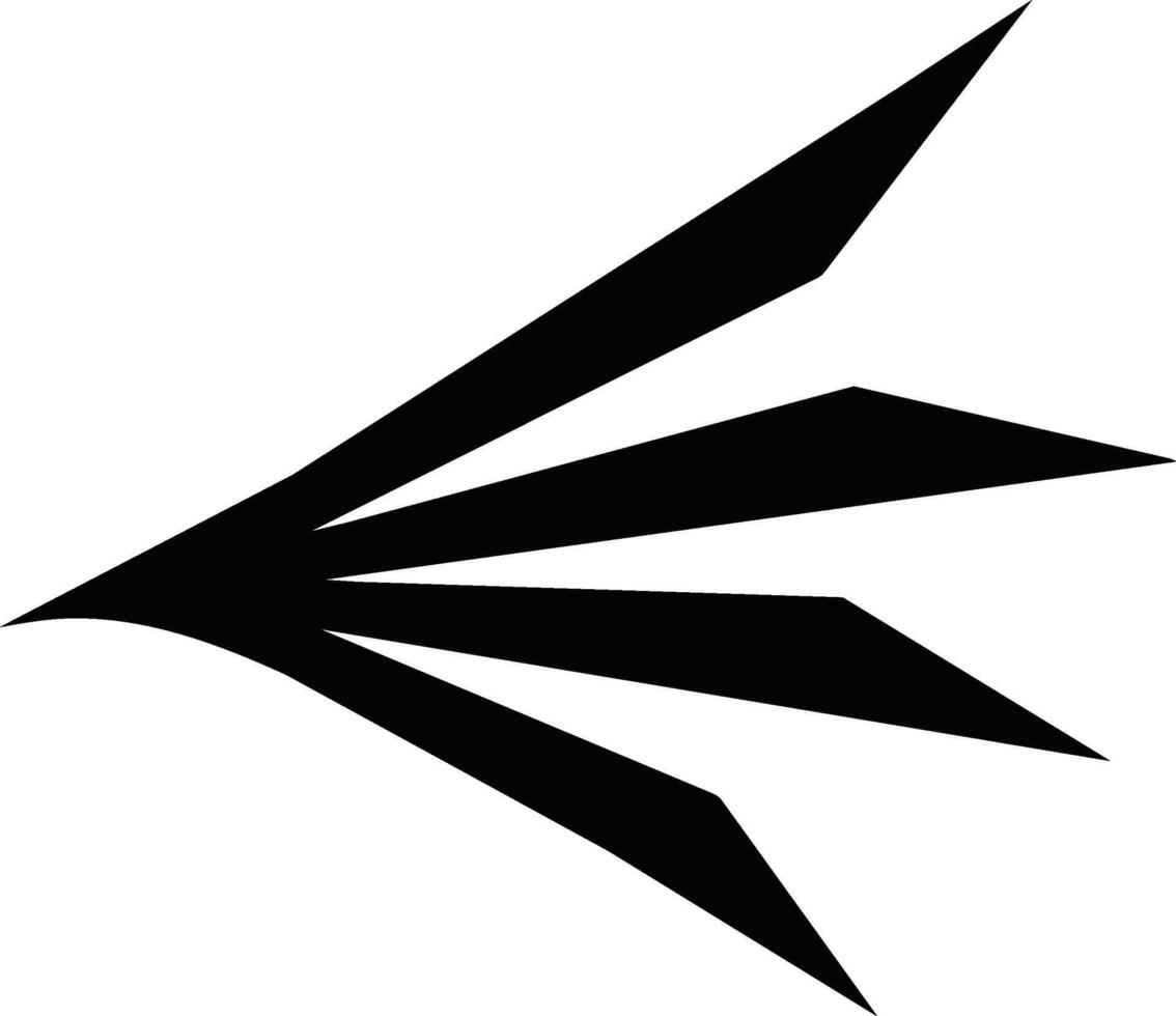 Abstract black geometric shape with sharp angles and multiple prongs pointing right, resembling a stylized bird or arrow. vector