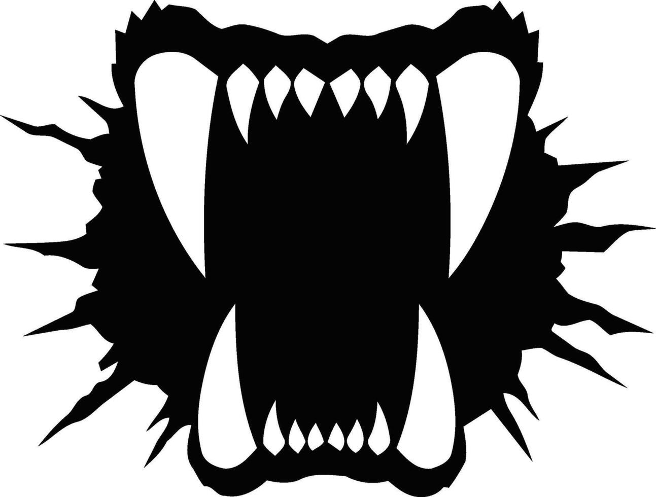 Ferocious Monster Jaws with Sharp Teeth Breaking Through. vector
