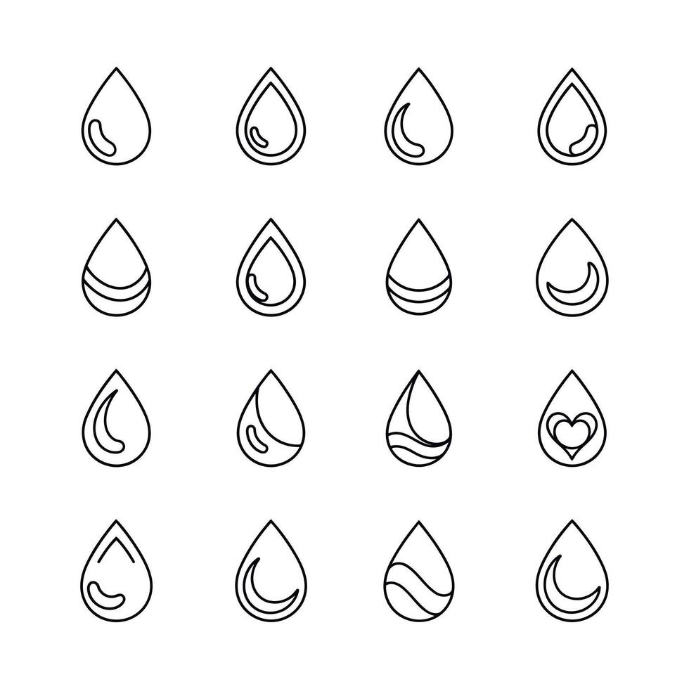3d icon of set of water drop icons with different internal patterns isolated on vector