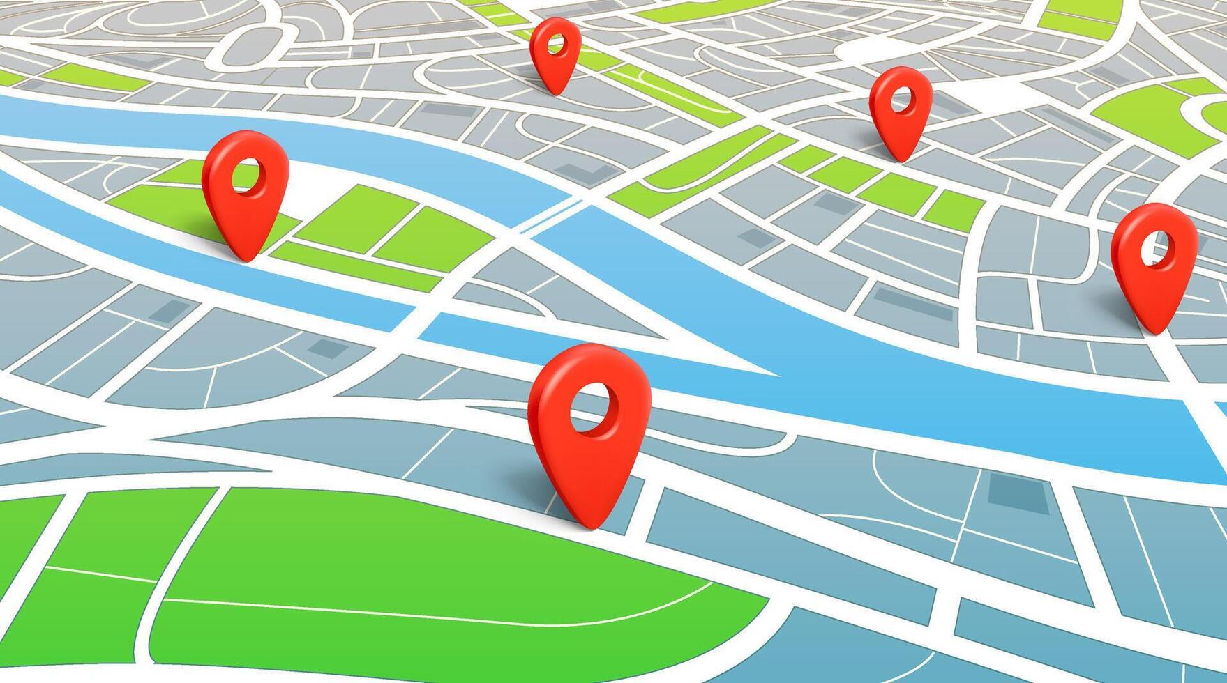 Map with multiple red location markers vector