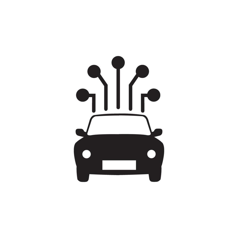 Simple icon of a car connecting to a network, representing concepts like smart vehicles, ai in transportation, and autonomous driving vector