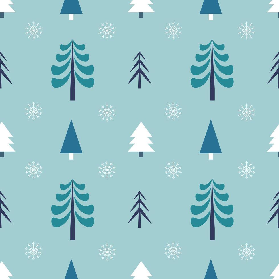 Seamless pattern with blue abstract Christmas trees on a blue background vector