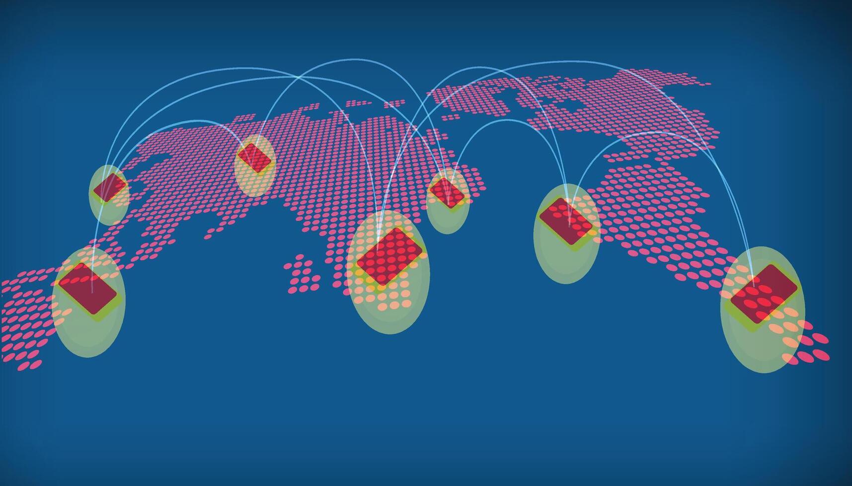 map with red dots on it and a red arrow pointing to it vector
