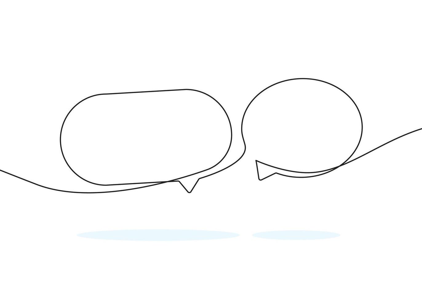 Minimalist continuous one line drawing of an online chat message icon. Simple hand-drawn black line illustration representing digital communication, texting, messaging apps, social media conversations vector