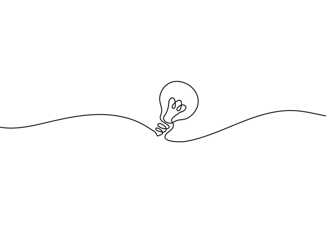 Minimal one-line continuous drawing of a light bulb icon. Simple linear outline representing ideas, creativity, innovation, and solutions. Clean modern illustration vector