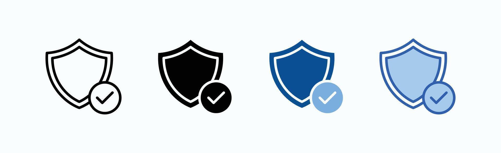 Shield icon sheet multiple style vector
