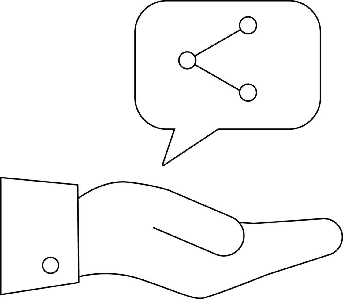 un mano apoyos un habla burbuja conteniendo un red o compartiendo gráfico con conectado círculos vector