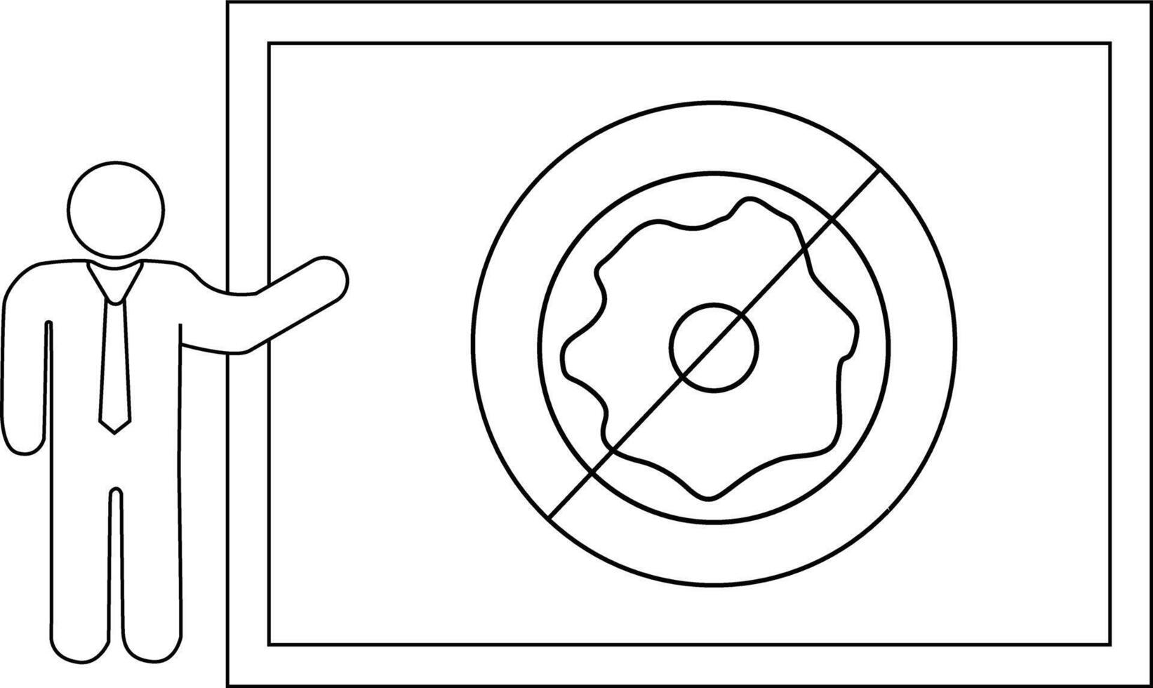 Figure pointing to a sign showing a donut in a circle with a line through it vector