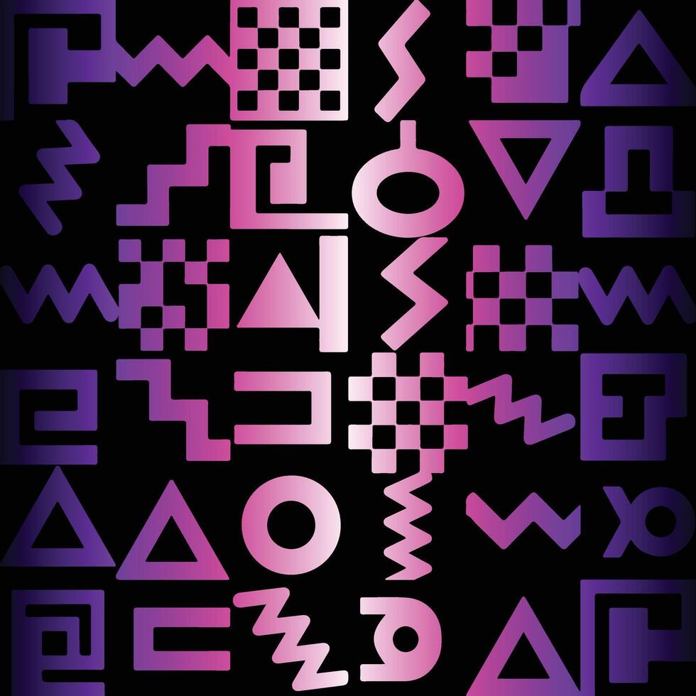 Modern Neon Gradient Geometric Shapes Collection Abstract Memphis Style Pattern vector