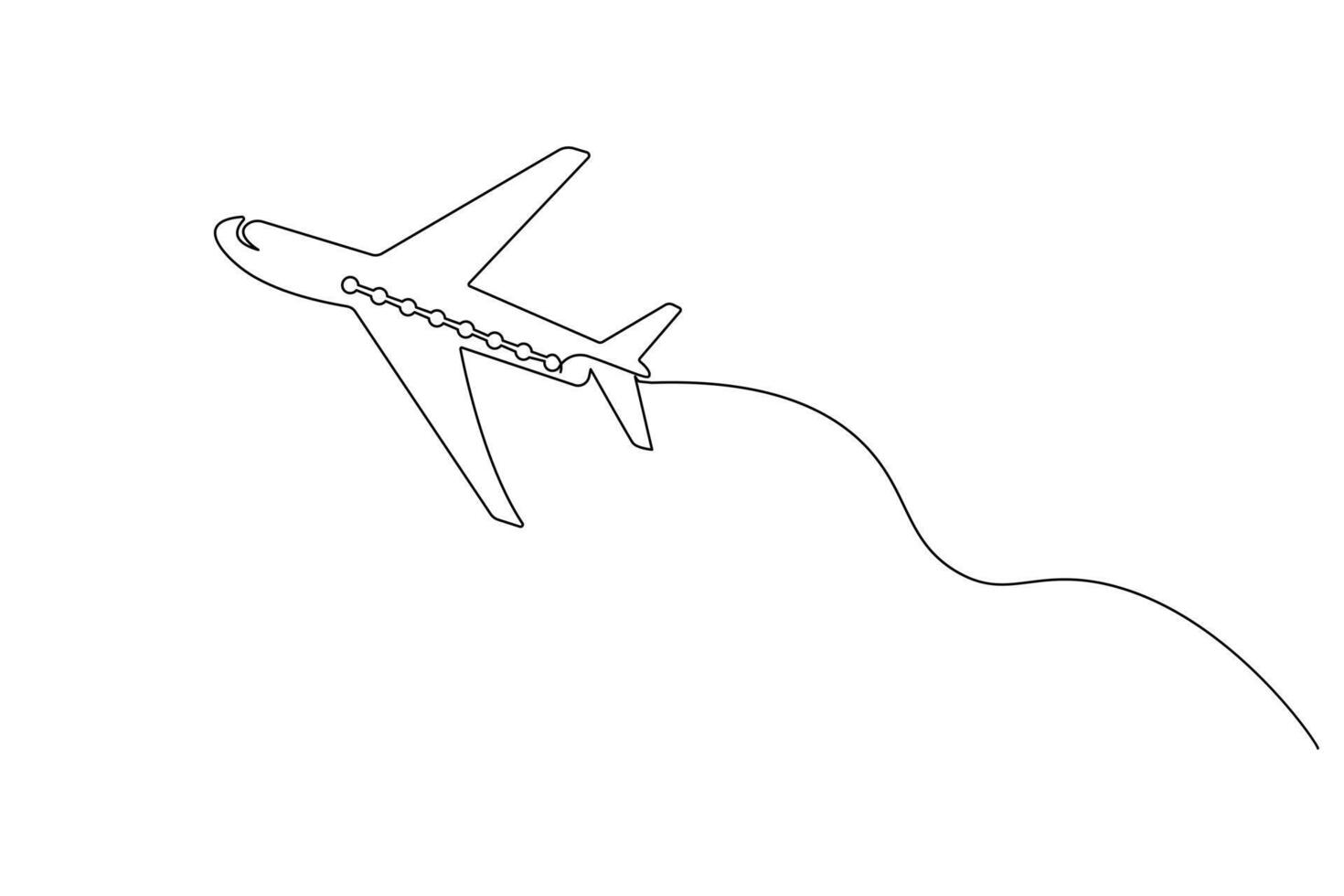 Continuous line drawing of an airplane, representing travel and journey illustration vector