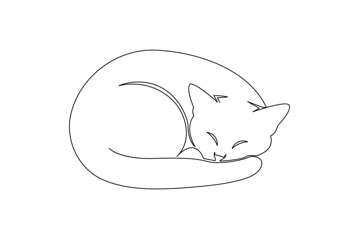 Pet cat animal resting abstract continuous one line drawing and white background vector