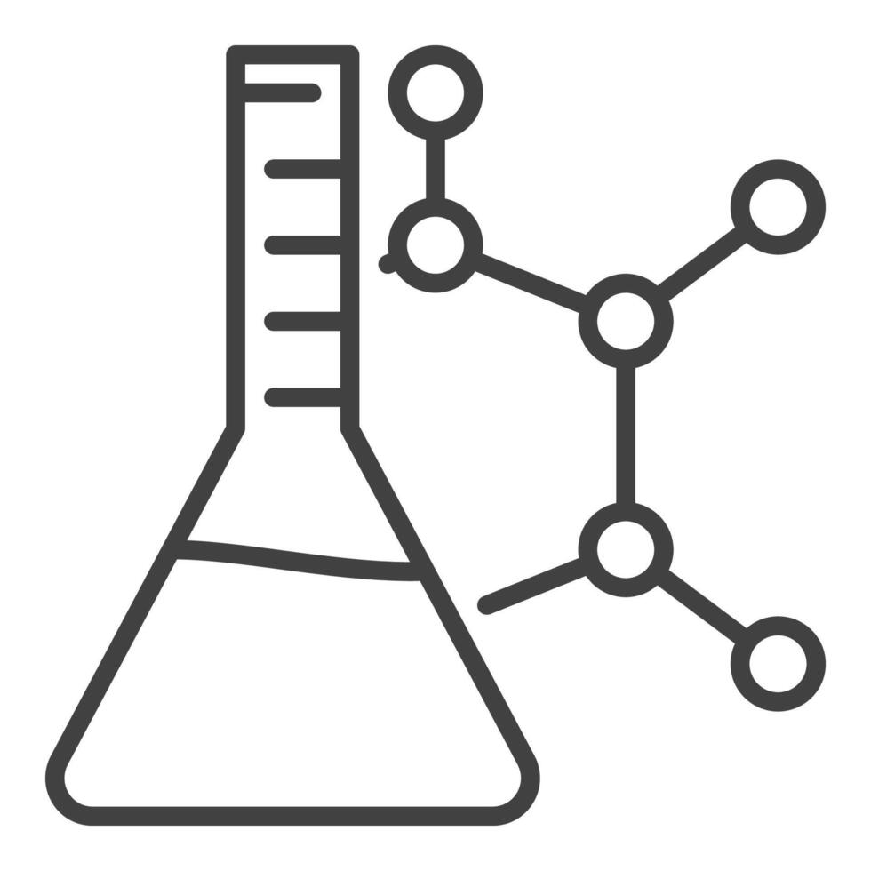 Flask with Chemical Formula Science icon or sign in thin line style vector