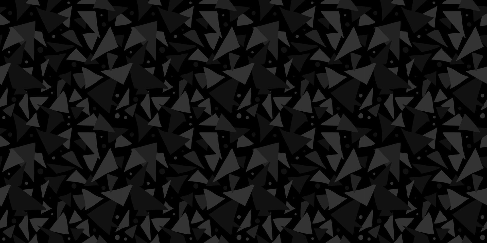 Geometric pattern of scattered monochrome triangles on a dark background vector