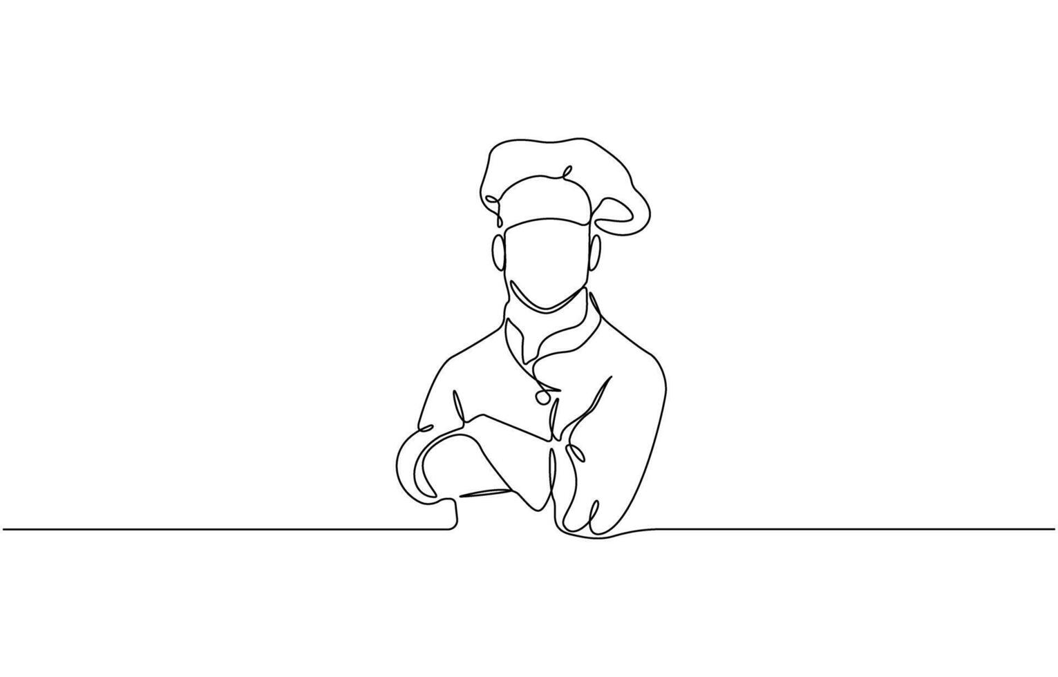 Continuous one line drawing of Professional chef illustration with culinary elements Eps 10 vector