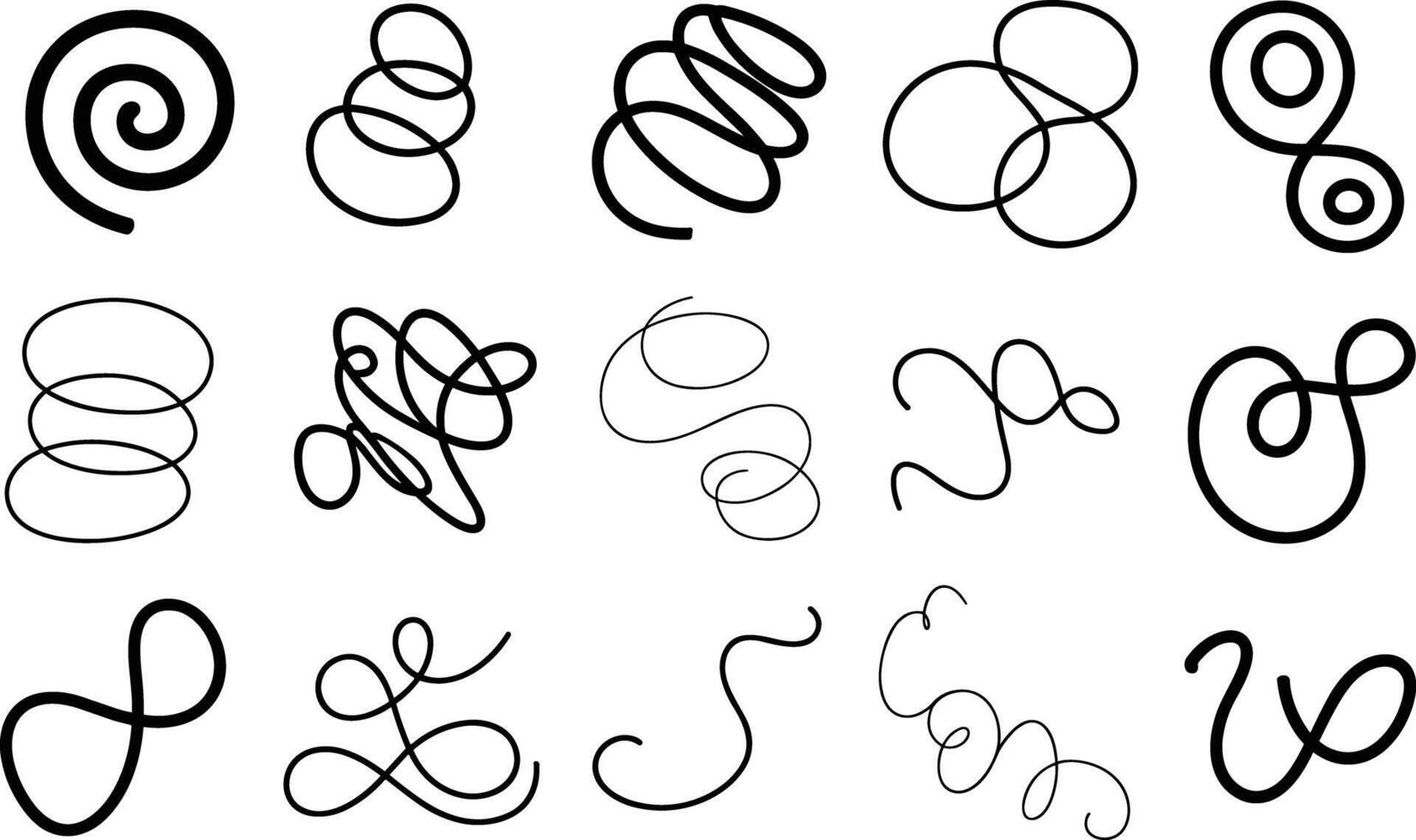 Black abstract swirls and loops on white background vector