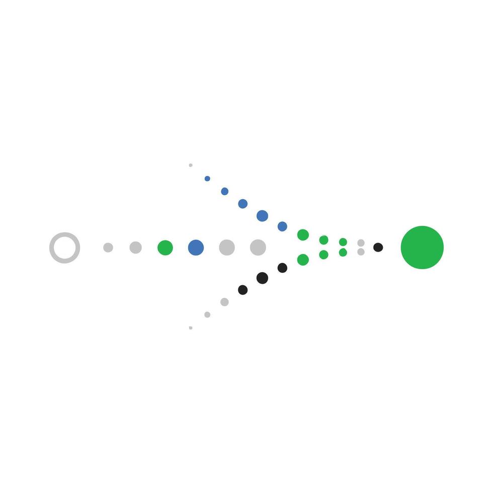 Abstract process flow diagram with branching data and convergence vector