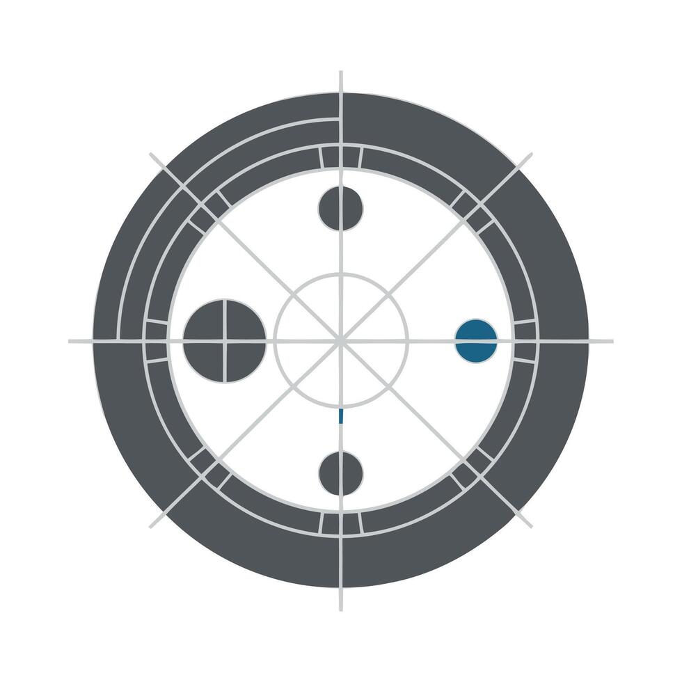 Conceptual target graphic with grid, crosshairs and data points vector