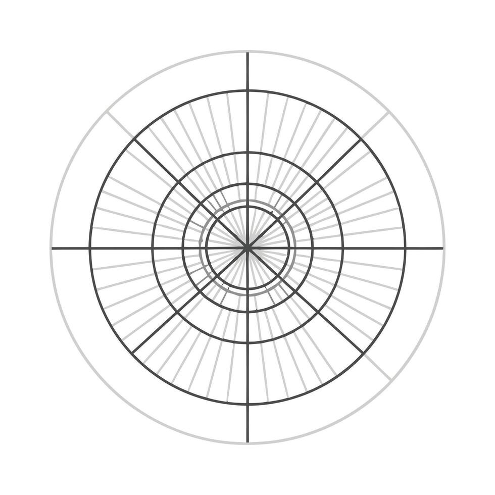 Abstract radial grid design with concentric circles and lines vector