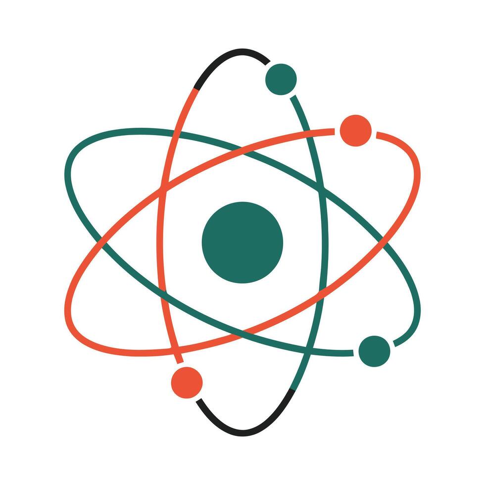 Abstract atom icon depicting science, technology, and discovery. vector