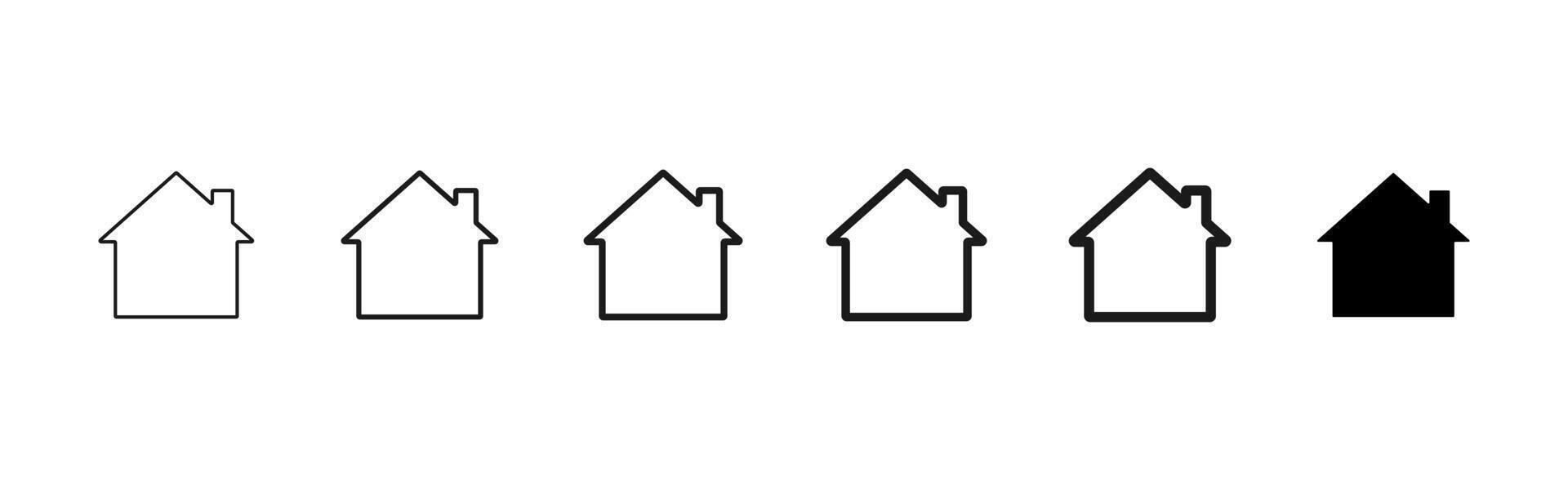 Home icon. Simple house outline with chimney for real estate platforms and property apps . Clean residence sign for UI buttons, web navigation and mobile interfaces pictogram. vector