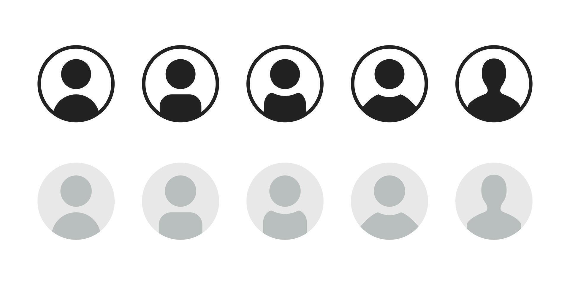 User icon. Circle profile avatar illustration. Minimal person silhouette symbol for apps, social accounts and interface contact sign. Default portrait pictogram for login concept. vector