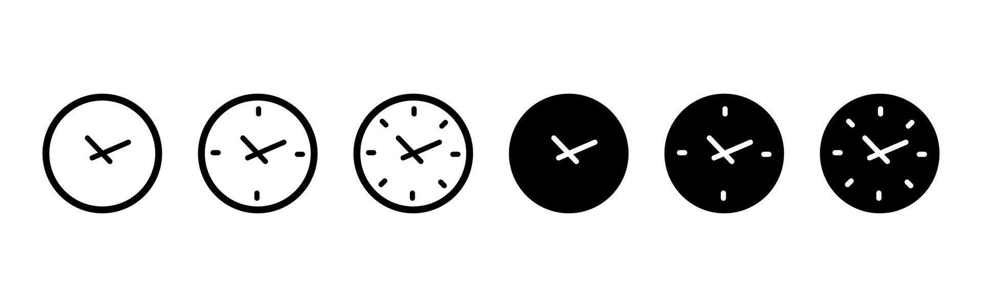 Clock icon. Simple analog time symbol with hour and minute hands . Clean watch sign for schedules and deadlines in apps. Circle interface element for reminders pictogram. Modern time concept. vector