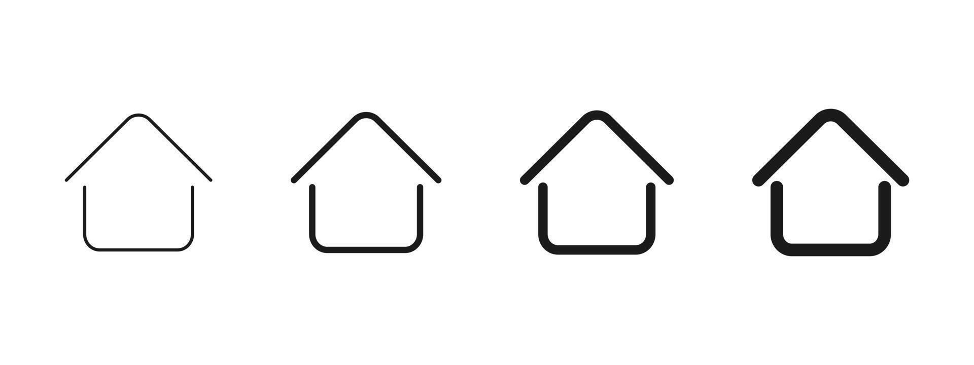 House outline icon. Minimal home shape with rounded base forming a clean architecture symbol. Simple real estate graphic used in property apps as a modern housing sign and structural concept. vector
