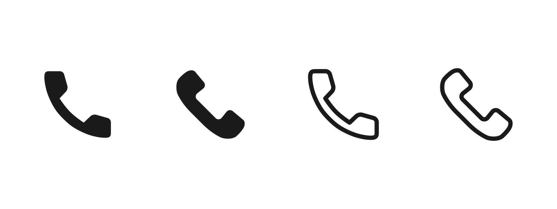 Phone icon. Classic handset shapes for call and communication illustration. Mobile contact tools, telephone connect services and hotline support elements sign. Clean UI pictogram. vector