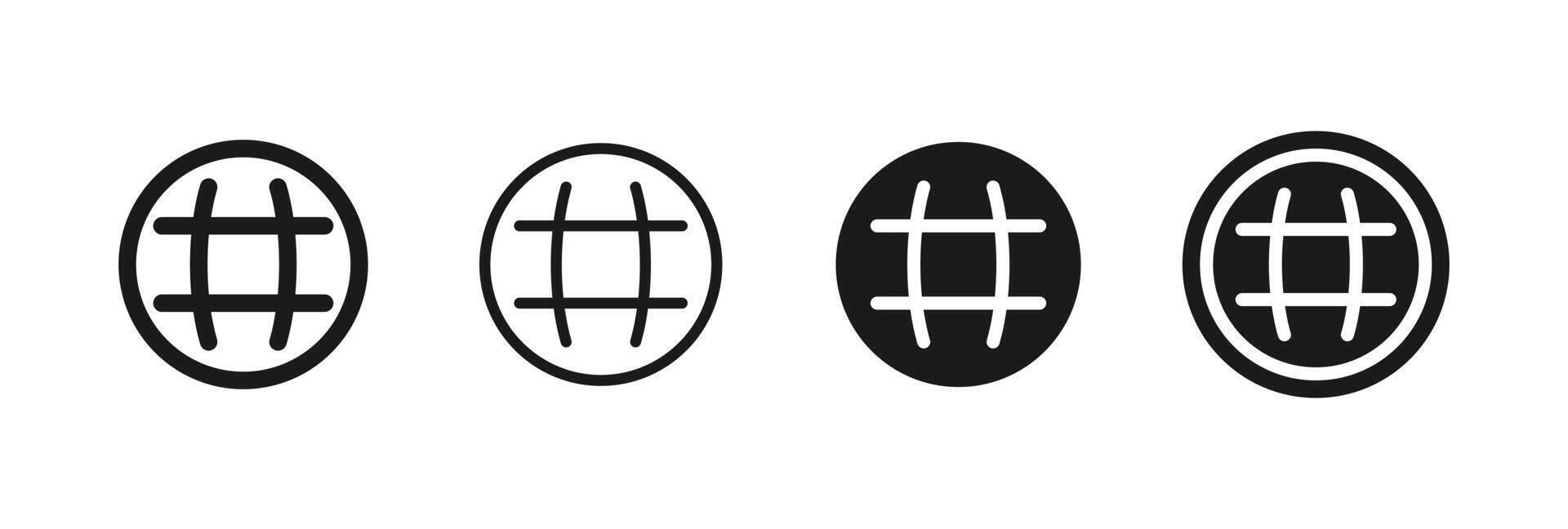 Globe icon. Minimal world grid shapes form a clean global interface . Internet earth sign fits web navigation symbol. Modern worldwide connection concept. Simple digital planet pictogram. vector