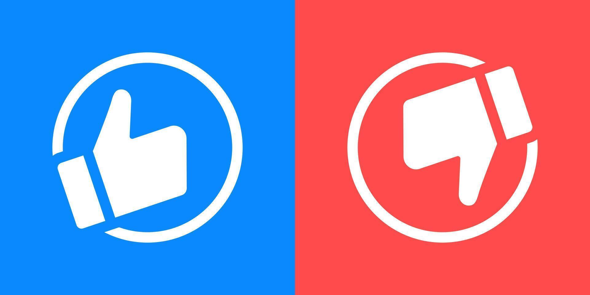 Like and dislike banner. Contrast circular buttons in blue and red for approval and rejection . Social feedback sign for ratings and user interactions symbol. Clean voting concept pictogram. vector