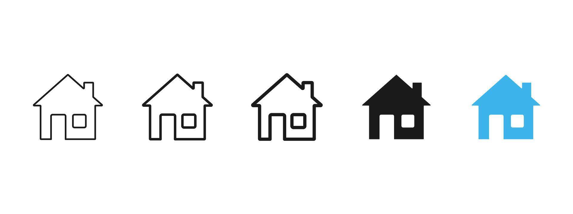 Home icon. Clean outline and filled house variations for UI, apps and homepage buttons . Real estate and property navigation symbol for web interfaces and mobile screens sign pictogram concept. vector