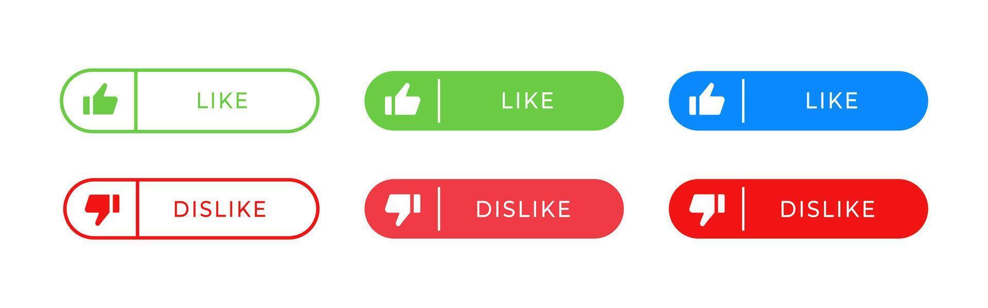 Like and dislike icon buttons. Rounded interface elements with approval and rejection options . Social feedback sign for apps and websites symbol. Clean user choice pictogram concept. vector