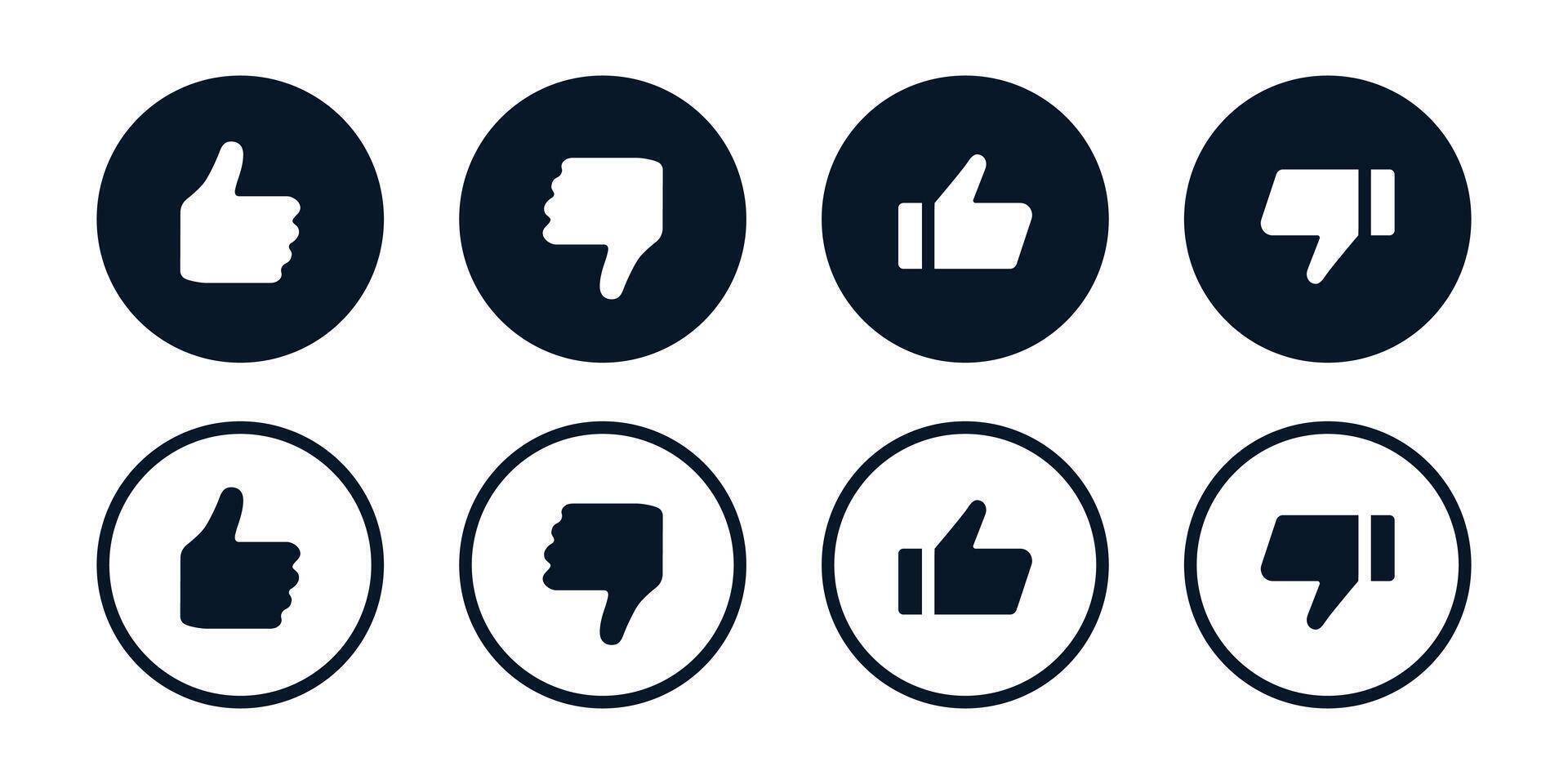Like dislike icon. Bold circular thumbs for quick user feedback symbol. Clean approve and reject actions for interface rating sign. Minimal social vote gesture for web UI concept pictogram. vector