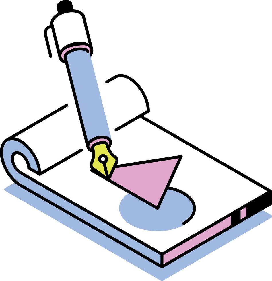 An isometric style icon representing drafting vector