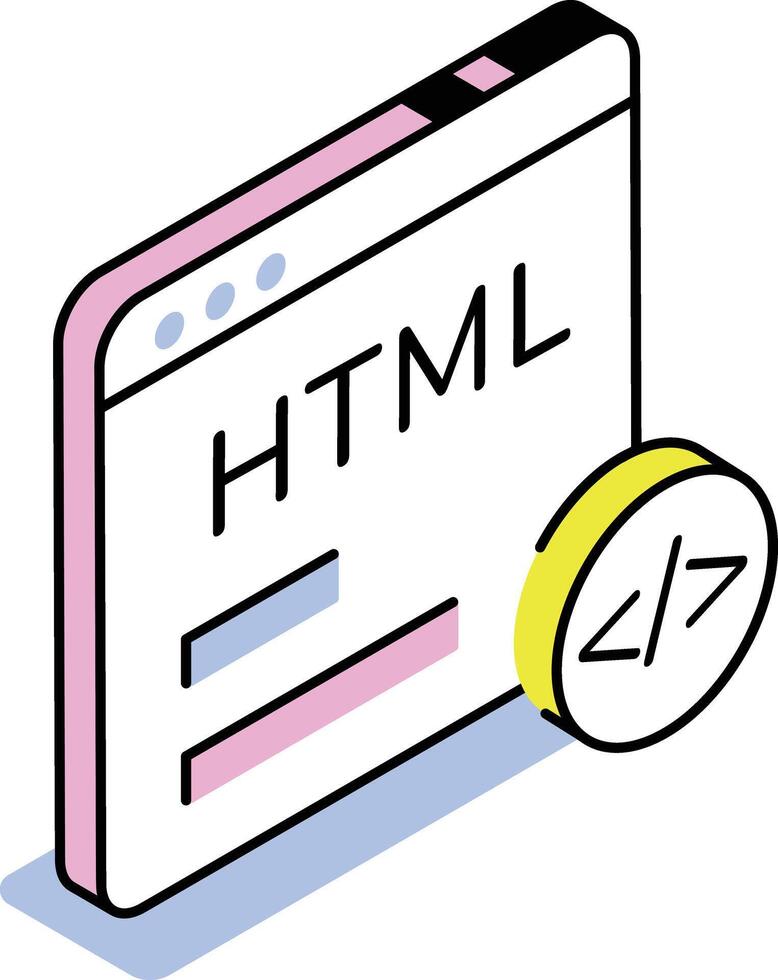 un isométrica estilo icono demostración html vector