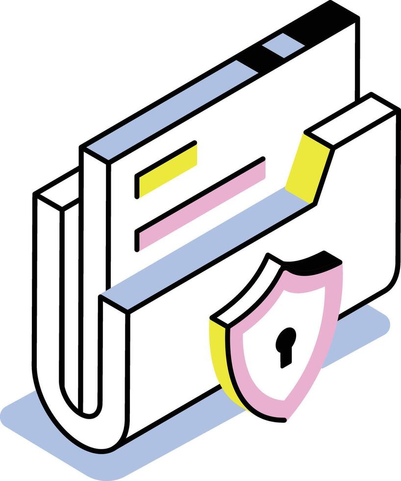 An isometric style icon depicting secure folder vector