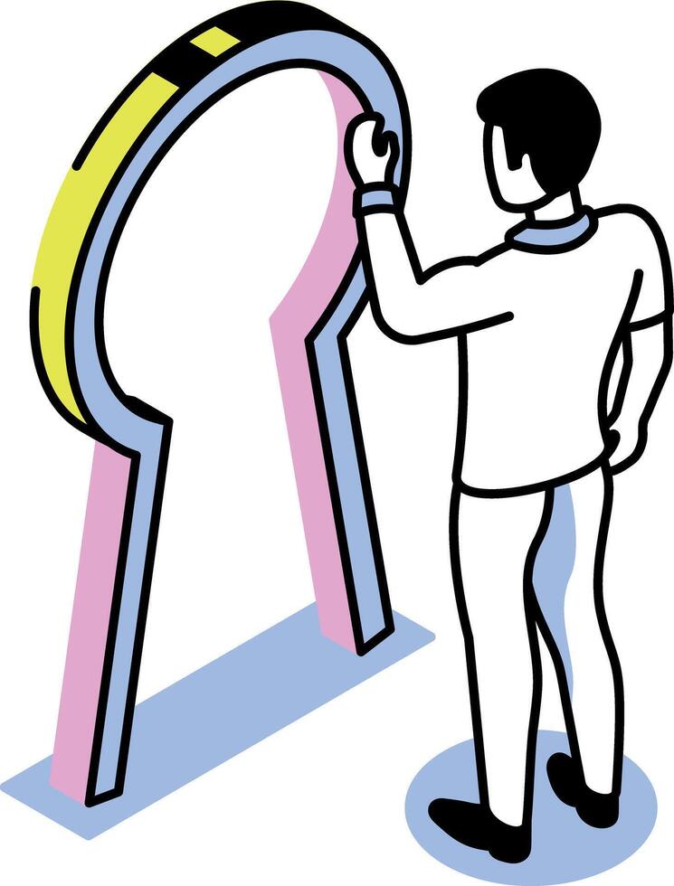 An isometric style icon showing unlocking opportunities vector