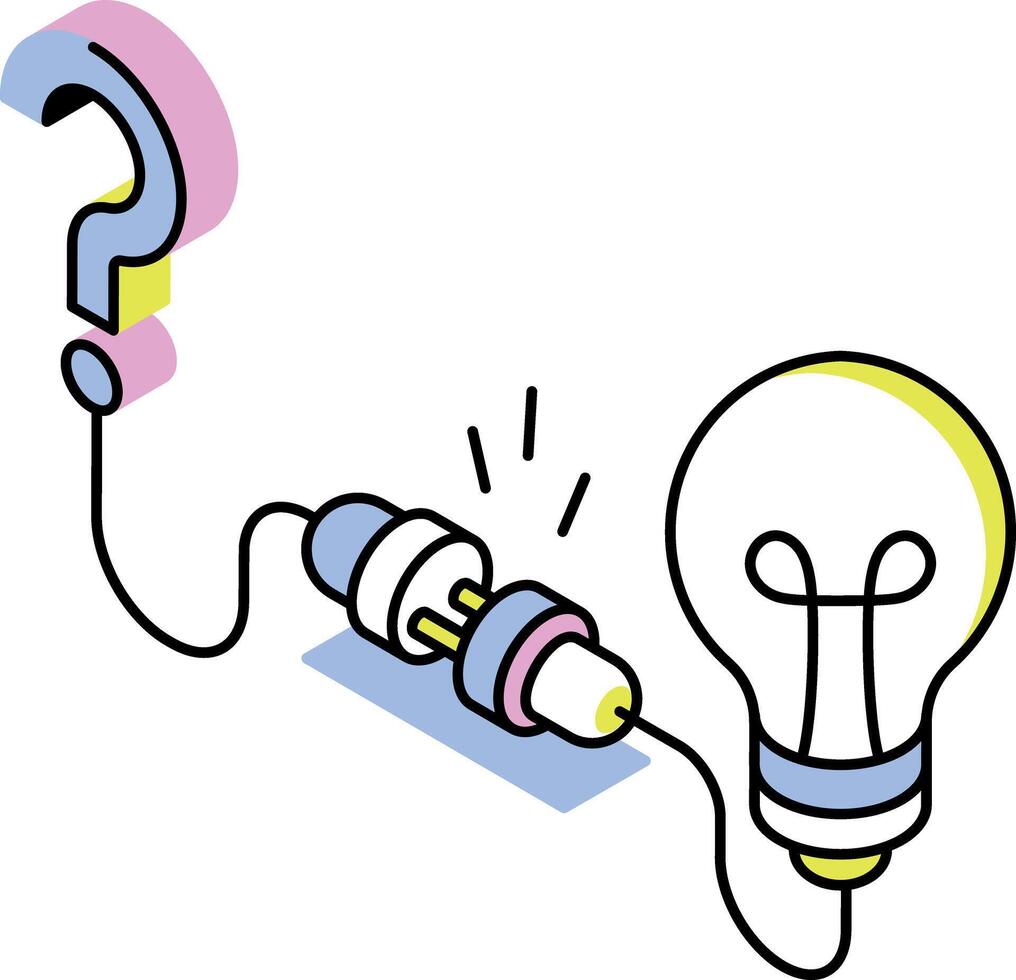 An isometric style icon showing finding solution vector