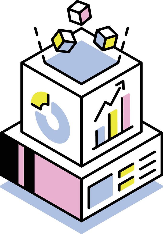 An isometric style icon representing analyzing statistics vector