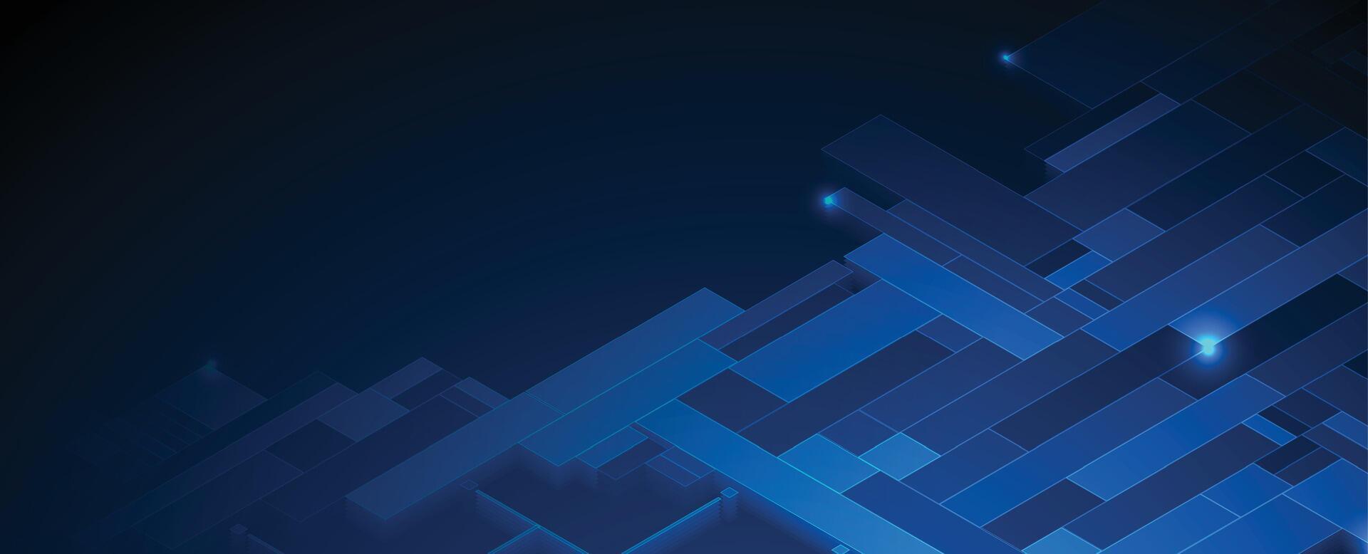 abstract blue background with circuit squares and lines vector