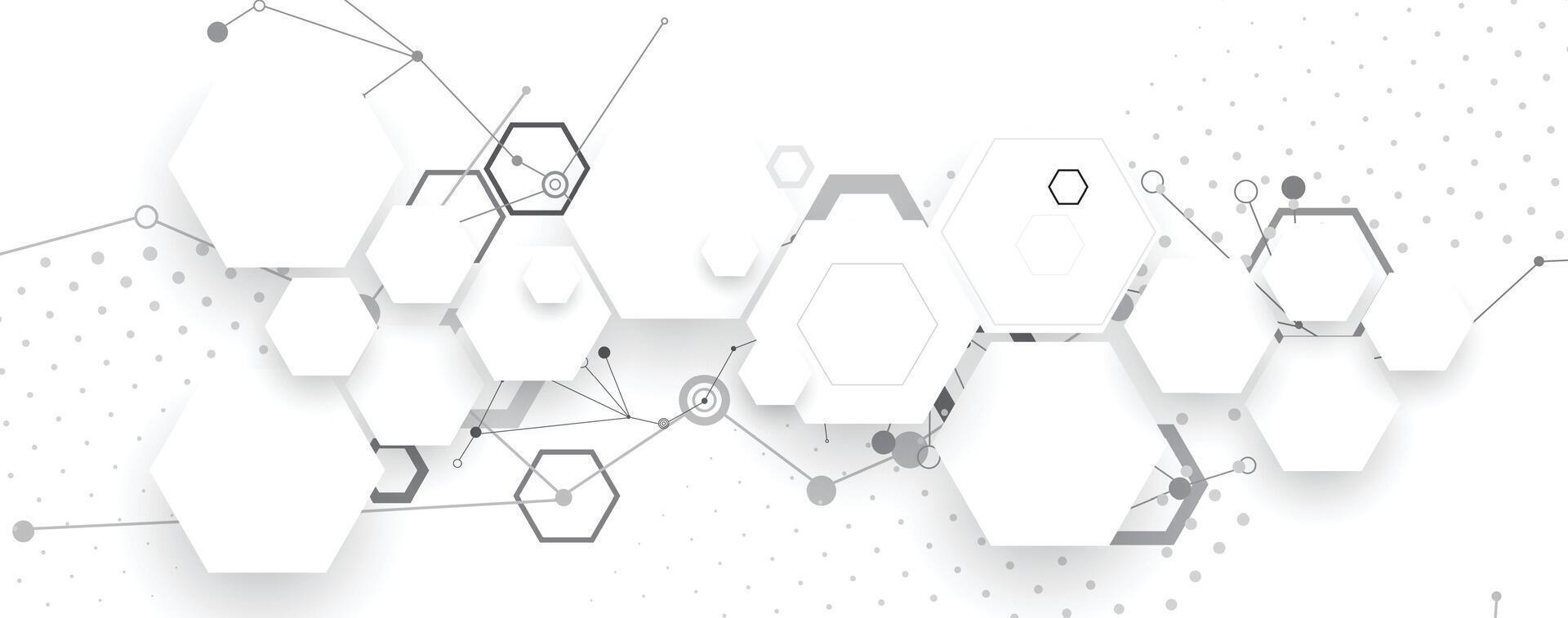 abstract white background with hexagons and lines vector