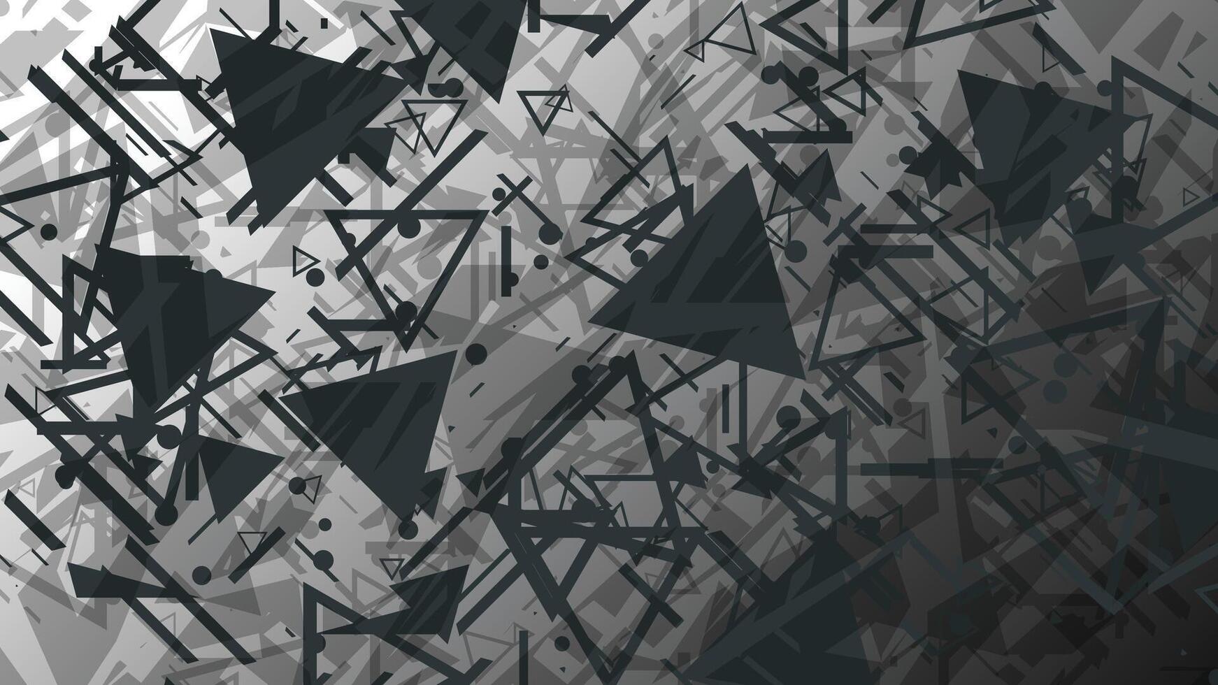 Abstract Monochrome Geometric Background with Chaotic Triangle Pattern vector