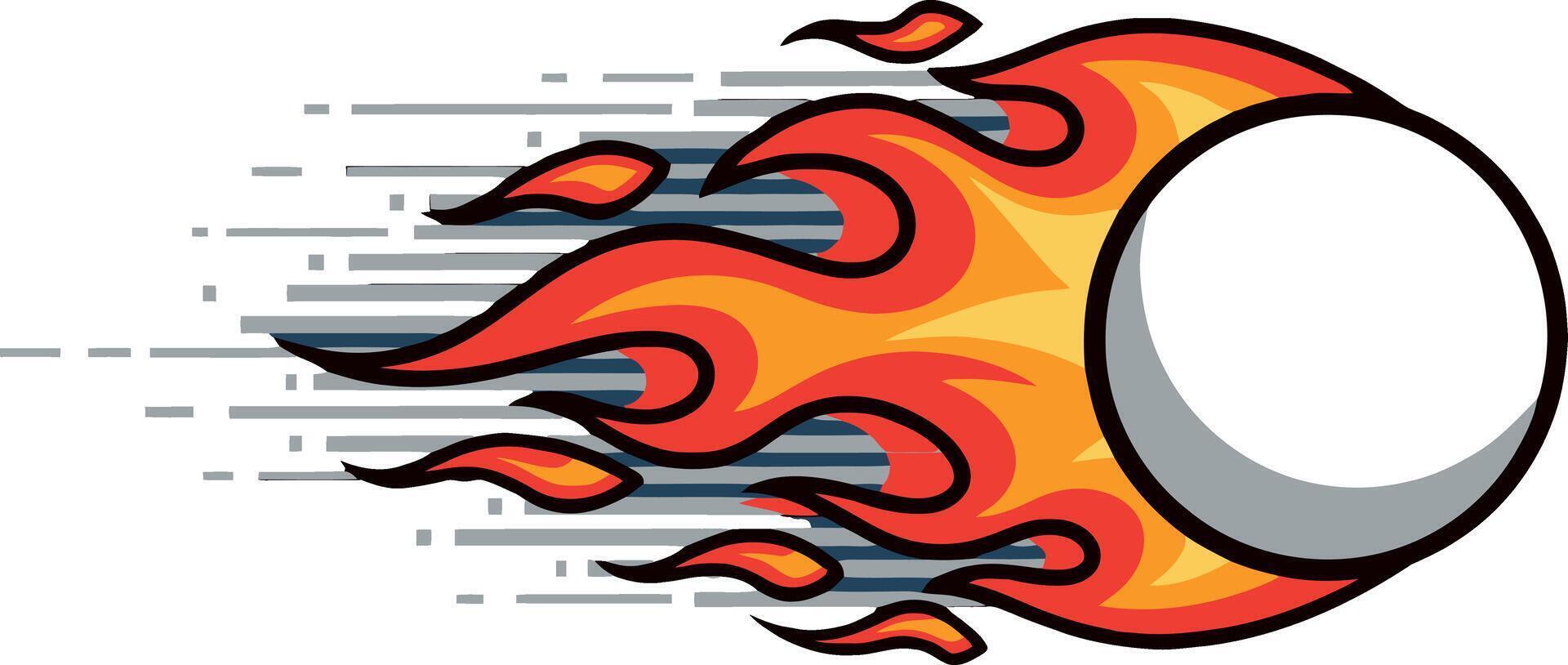 A fiery comet streaks across the sky, trailing flames and motion blur, symbolizing speed and energy vector