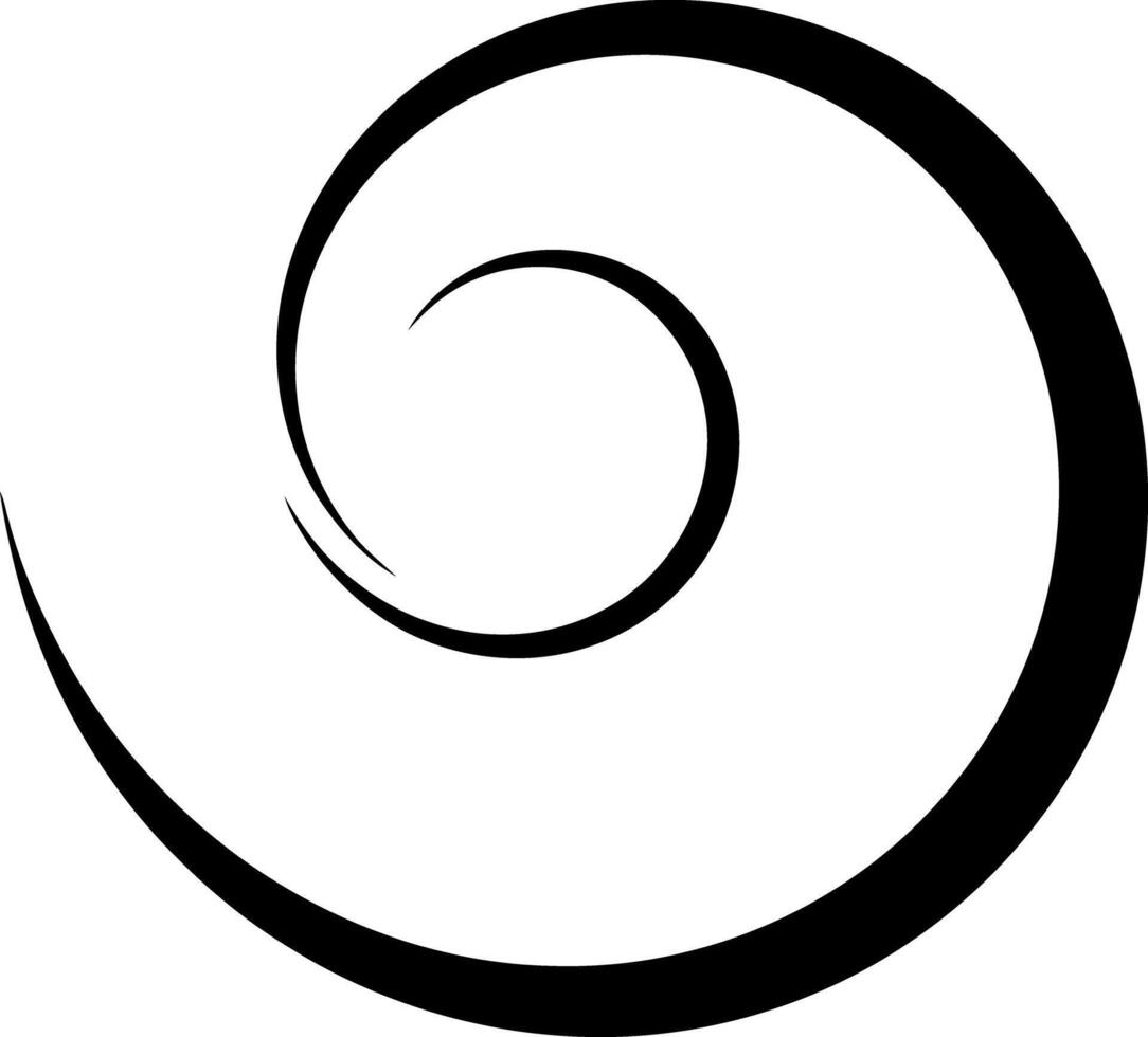 Dynamic abstract black spiral graphic featuring two intertwining curves, creating a sophisticated and flowing visual element ideal for modern design projects and versatile graphic assets vector