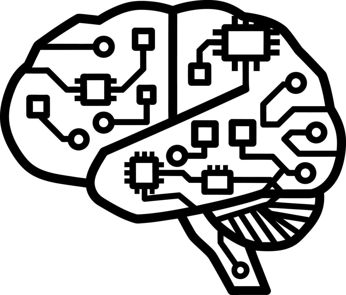 The Intersection of Mind and Machine AI-Driven Conceptualization and Technology vector