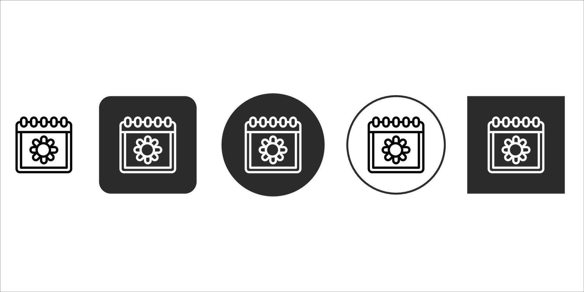 Calendar with gear icon set, representing schedule management, event planning, and time configuration, available in various modern styles for digital interface design vector