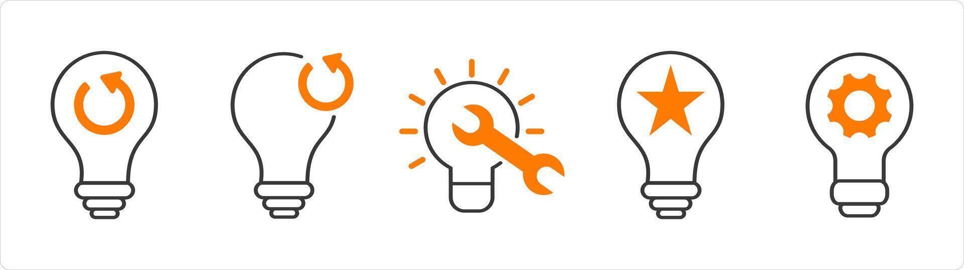 A set of 5 business icons as refresh idea, fix idea, creative idea vector