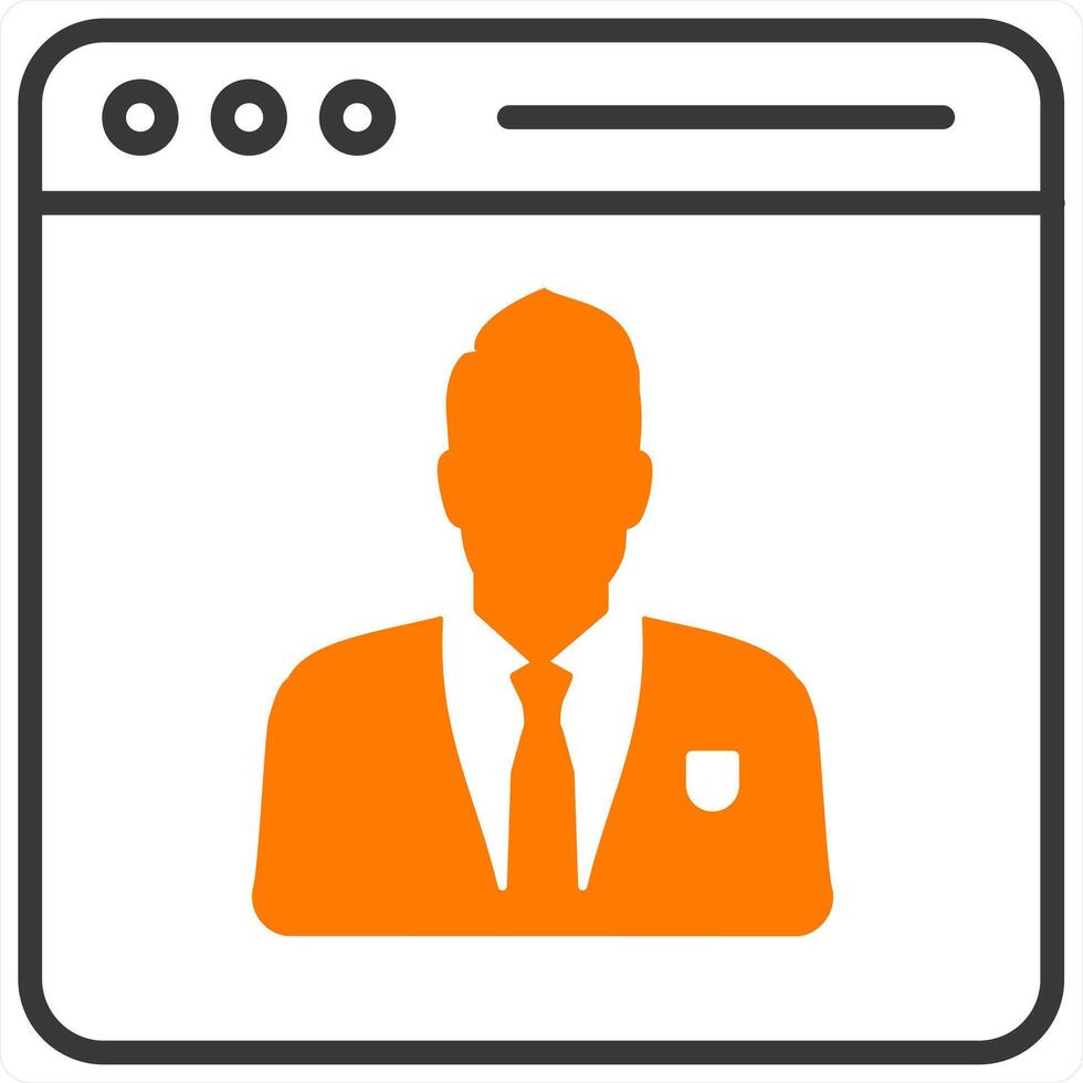 Webpage and user icon concept in orange line color vector
