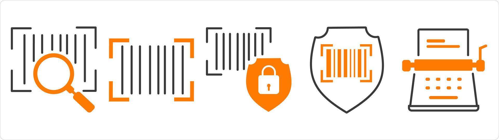 un conjunto de 5 5 negocio icono como buscar bar código, bar código, bar seguridad la seguridad vector