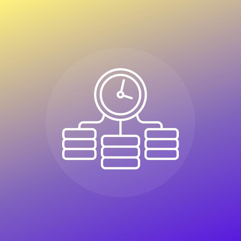 real time data icon with servers, line design vector
